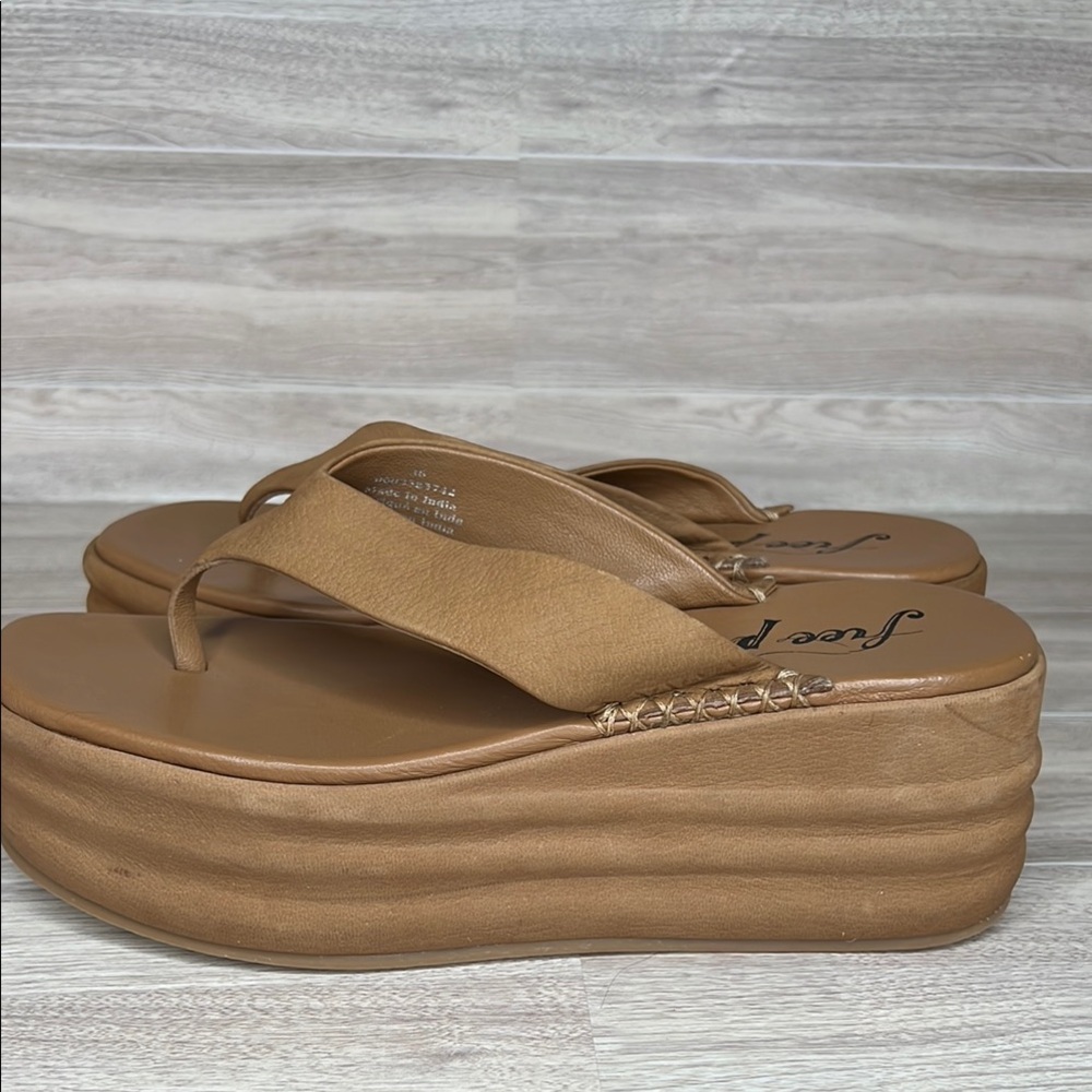 Free People Haven Thong Platform Camel Brown Tan Sandals Size 5.5 - Picture 5 of 12